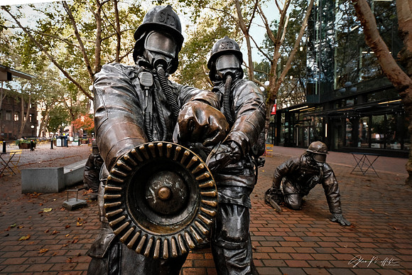 Tribute to Firefighters in Pioneer Square